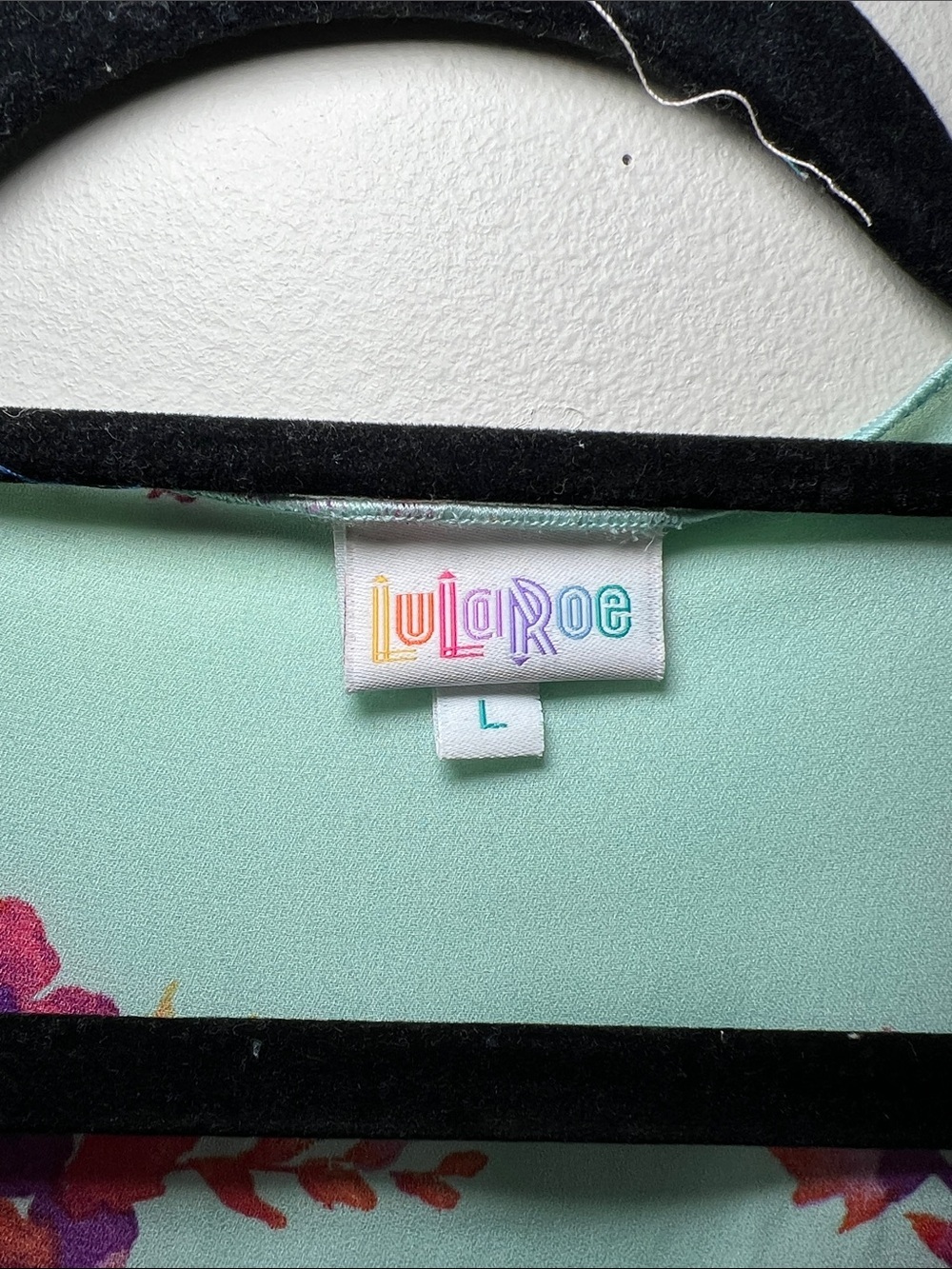 LuLaRoe Mint Floral Kimono with Black Fringe - Picture 3 of 4